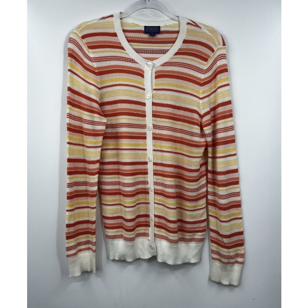 Pendleton‎ Cardigan Womens Crewneck Button Down Knit Multicolor Sweater Size M